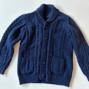 Janie and Jack Navy Blue Shawl Collar Cardigan
